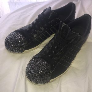 RARE black leather metal toe Adidas Suerstars
